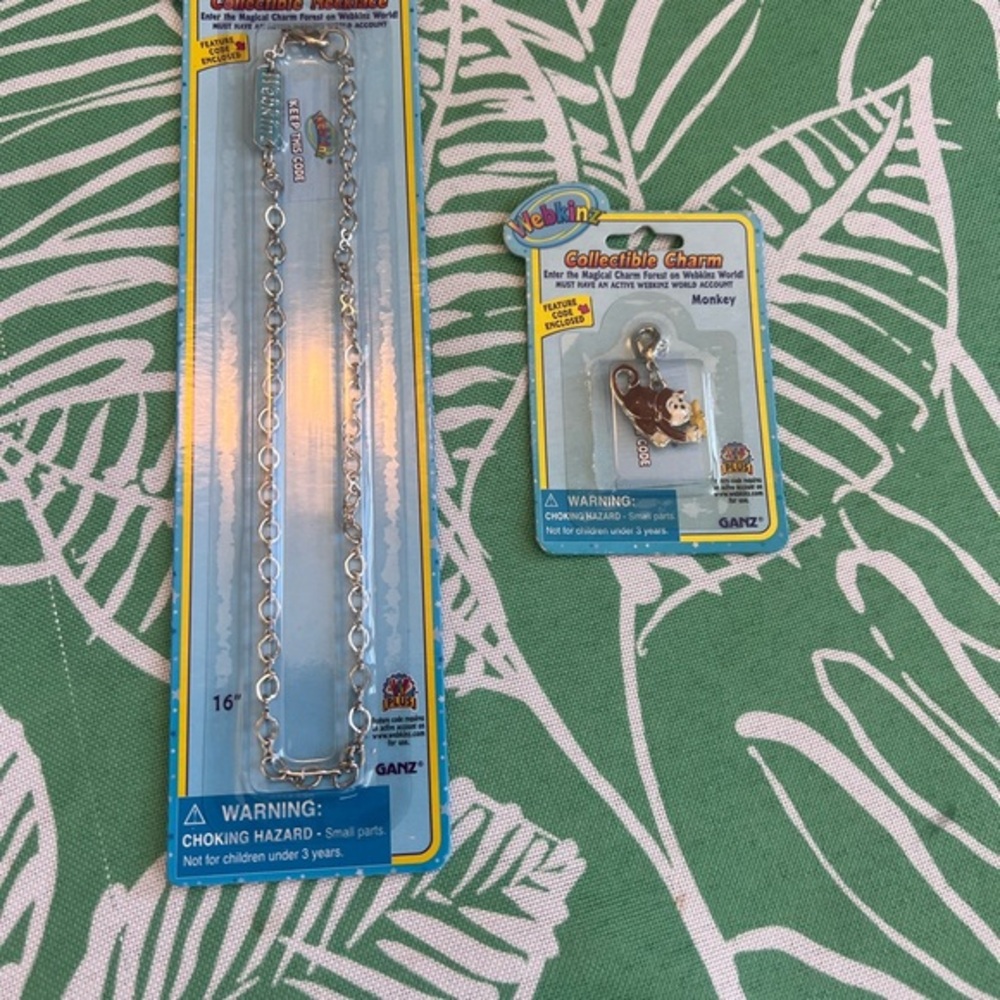 WEBKINZ Monkey CHARM With Webkinz Necklace Set - NEW W/ SEALED CODE